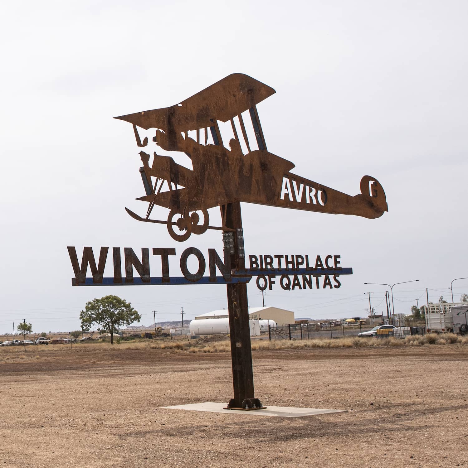 A sculpture of the Avro plane on Winton